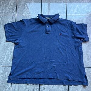 Polo Ralph Lauren Mens Blue Mesh 100%Cotton Short Sleeve Polo Shirt Red Pony 2XB